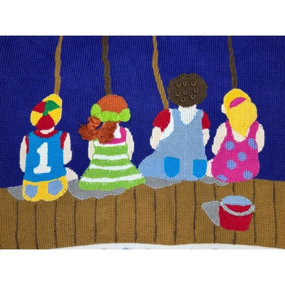 VTG 90s BEREK Knit Sweater Vest Fishermen Fish 3D Novelty Teacher Super Cute M - Picture 8 of 11